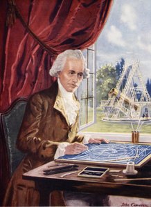 William Herschel bei der Arbeit im Observatoriumshaus, Slough von John Cameron