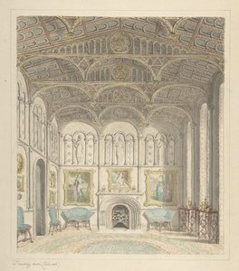 Salon von Lea Castle, Blick nach Westen, ca. 1816 von John Carter.
