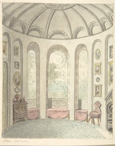 Lea Castle, Worcestershire, Salon, Blick nach Norden, ca. 1816 von John Carter.
