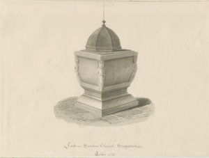 Taufbecken in der Kirche von Sandon von John Chessell Buckler