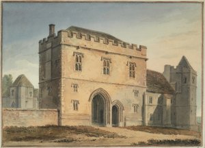Nordansicht des Großen Tors des Colleges in Maidstone, Kent von John Chessell Buckler