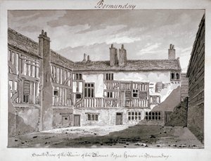 Südansicht der Überreste von Thomas Popes Haus, Mill Lane, Bermondsey, London, 1808 von John Chessell Buckler