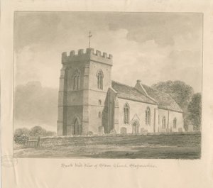 Stowe Kirche: Sepiawaschzeichnung von John Chessell Buckler