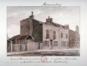 Ansicht der Häuser auf der Südseite von Snowsfields, Bermondsey, London, 1828 von John Chessell Buckler