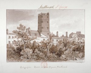 Ansicht des Telegrafenturms im West Square, Southwark, London, 1827 von John Chessell Buckler