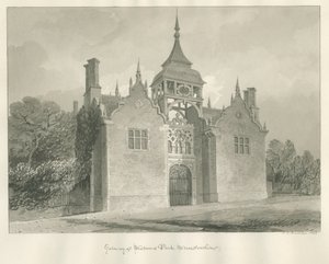 Worcestershire - Westwood Park - Eingangstor: Sepiazeichnung, 1833 von John Chessell Buckler