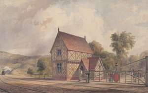 Tudor-Stil ländlicher Bahnhof und Bahnübergang, 1844-77