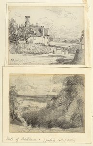 Ein Herrenhaus, 1815, und Dedham von nahe Gun Hill, Langham, ca. 1815