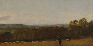 Ein Hirte in einer Landschaft, der über das Dedham-Tal nach Langham blickt, ca. 1811
