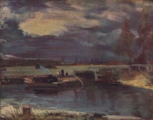 Lastkähne auf der Stour, mit Dedham-Kirche in der Ferne, ca. 1811