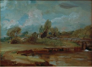 Die Schleuse von Flatford, von einem Pfad am Fluss aus von John Constable