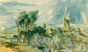 Ford Road und Rope Walk mit der Windmühle, nahe Folkestone, 1947 von John Constable