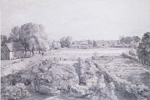 Ansicht von East Bergholt über den Küchengarten von Golding, Constables Haus