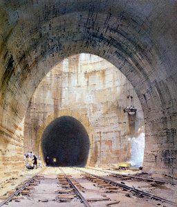 Lüftungsschacht im Kilsby-Tunnel, Northamptonshire, London & Birmingham Railway, 1839 von John Cooke Bourne