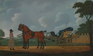 Ein Gentleman mit seinem Paar von Bays, angespannt an eine Curricle von John Cordrey