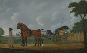 Ein Gentleman mit seinem Paar von Bays, angespannt an eine Curricle von John Cordrey