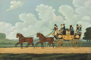 J. und W. Chaplins Dover-London Postkutsche auf der Straße von John Cordrey