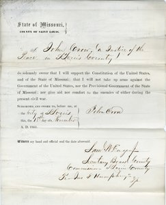 Treueeid von John Crow aus Missouri, County of St. Louis von John Crow