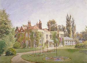 Der Vordereingang und Garten des Raleigh House, Brixton Hill, Lambeth, London von John Crowther