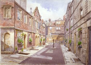 Ansicht der Armenhäuser in Cock Court, Jewry Street, City of London von John Crowther
