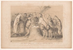 Pakt zwischen den Wölfen und den Schafen (The treaty between the sheep and the wolves. After Les Loups et les Brevis of Granville, HB Sketches)