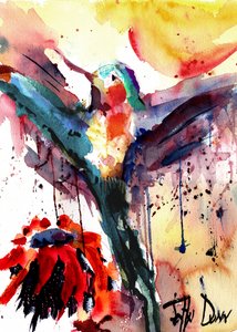 Lebendiger Kolibri-Blüte