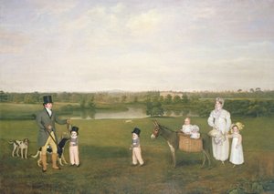 William Hetton Cooke mit seiner Frau und seinen Kindern in Worleston Rookery, Chester von John E. Ferneley