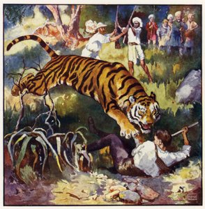 Im nächsten Moment sah ich ihn rückwärts unter die Tigerin fallen