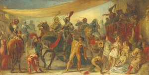 Ritter bereiten sich auf ein Turnier vor von John Everett Millais