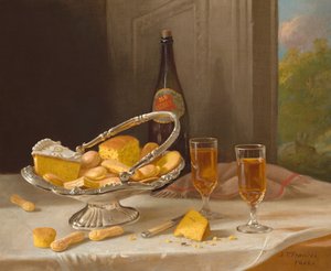 Stillleben mit Silberkuchenkorb, 1866