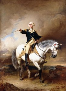 Porträt von George Washington, der den Salut in Trenton entgegennimmt