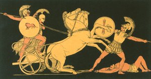 Diomed wirft seinen Speer gegen Ares