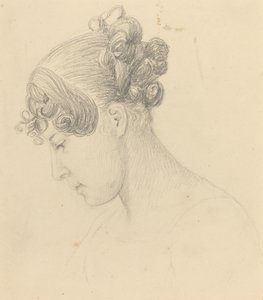 Kopf einer Frau, die nach unten schaut (Theresa Turner?)