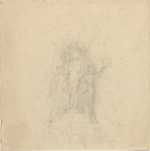 Studien für ein Denkmal mit der Krönung einer Figur (recto und verso)
