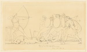 Odysseus tötet die Freier von John Flaxman