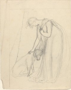 Frau streichelt einen Hund von John Flaxman