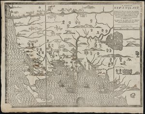 Die Karte von Neuengland aus: William Hubbards Der gegenwärtige Zustand von Neuengland, 1677