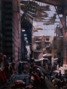 Eine Ansicht der Straße und Moschee von Ghooreyah, Kairo von John Frederick Lewis