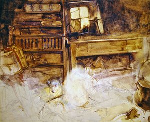 Ein Terrier in einer Hütte im Hochland