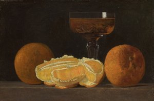 Stillleben mit Orangen und Weinglas von John Frederick Peto