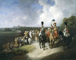 Kapelle des zweiten Regiments der Life Guards verlässt Windsor, 1830 von John Frederick Tayler