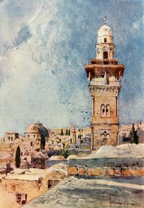 Ein Minarett in der nordwestlichen Ecke des Tempelbereichs von John Fulleylove