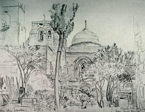 Die Kirche des Heiligen Grabes vom Garten des griechischen Klosters, 1902 von John Fulleylove