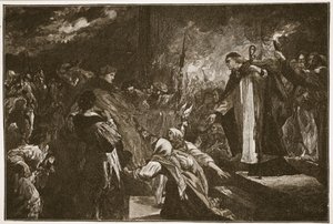 Kardinal Wolsey in der Abtei von Leicester, Illustration aus 