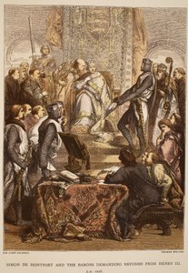 Simon de Montfort und die Barone fordern Reformen von Heinrich III., 1258, graviert von Thomas Bolton von John Gilbert
