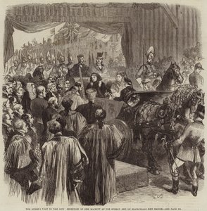 Der Besuch der Königin in der Stadt, Empfang Ihrer Majestät am Surrey-Ende der neuen Blackfriars-Brücke von John Gilbert