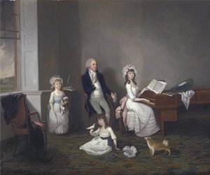 John Richard Comyns von Hylands Essex, mit seinen Töchtern, 1775 von John Greenwood