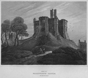 Bergfried von Warkworth Castle, Northumberland, 1814 von John Greig