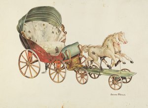 Kalesche und Pferde, ca. 1940