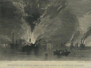 Angriff der Rebellen auf unsere Kanonenboote im Hafen von Galveston, ca. 1863 von John Hamilton